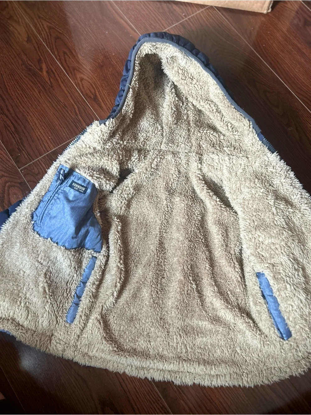 Kids Hooded Quilted Puffer Jacket - Navy & Light Blue
